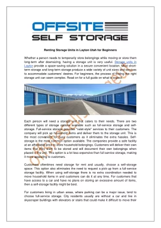 renting storage units in layton utah for beginners