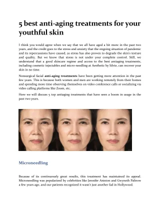 5 best antiaging treatments for your youthful skin
