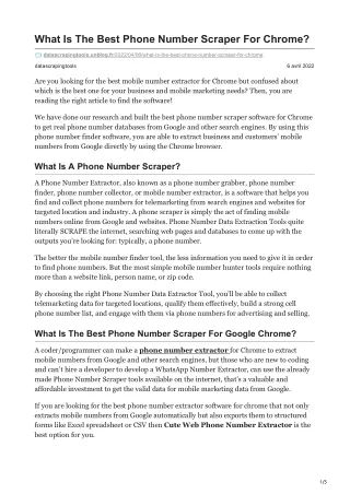 what is the best phone number scraper for chrome