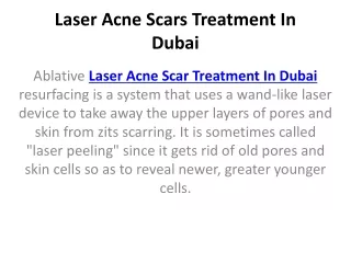 Laser Acne Scars Treatment In Dubai