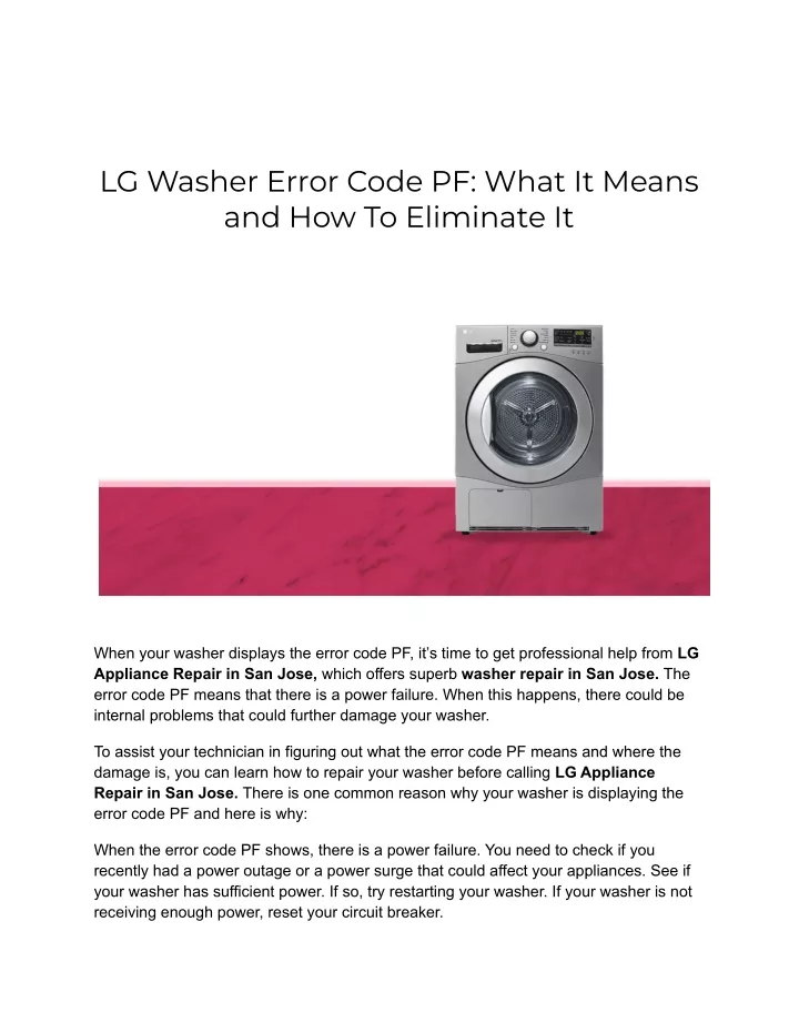 lg washer error code pf what it means