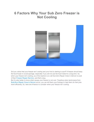 6 Factors Why Your Sub Zero Freezer is Not Cooling