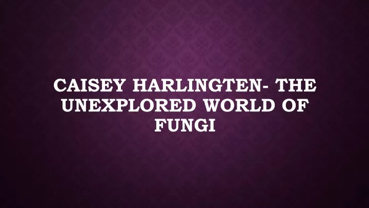 caisey harlingten the unexplored world of fungi