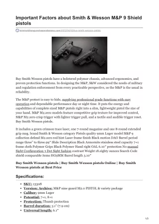 Important Factors about Smith & Wesson M&P 9 Shield pistols | (281) 406-1486