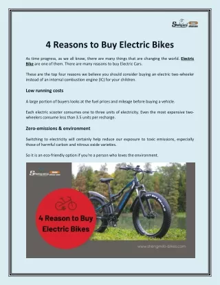 4 Reason to Buy Electric Bikes