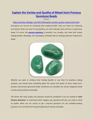 Explain the Variety and Quality of Mixed Semi Precious Gemstone Beads
