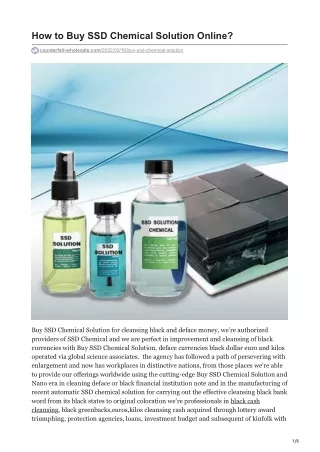 How to Buy SSD Chemical Solution Online? | (540) 384-1819