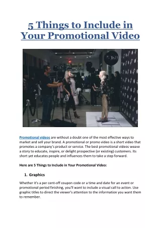 5 Things to Include in Your Promotional Video