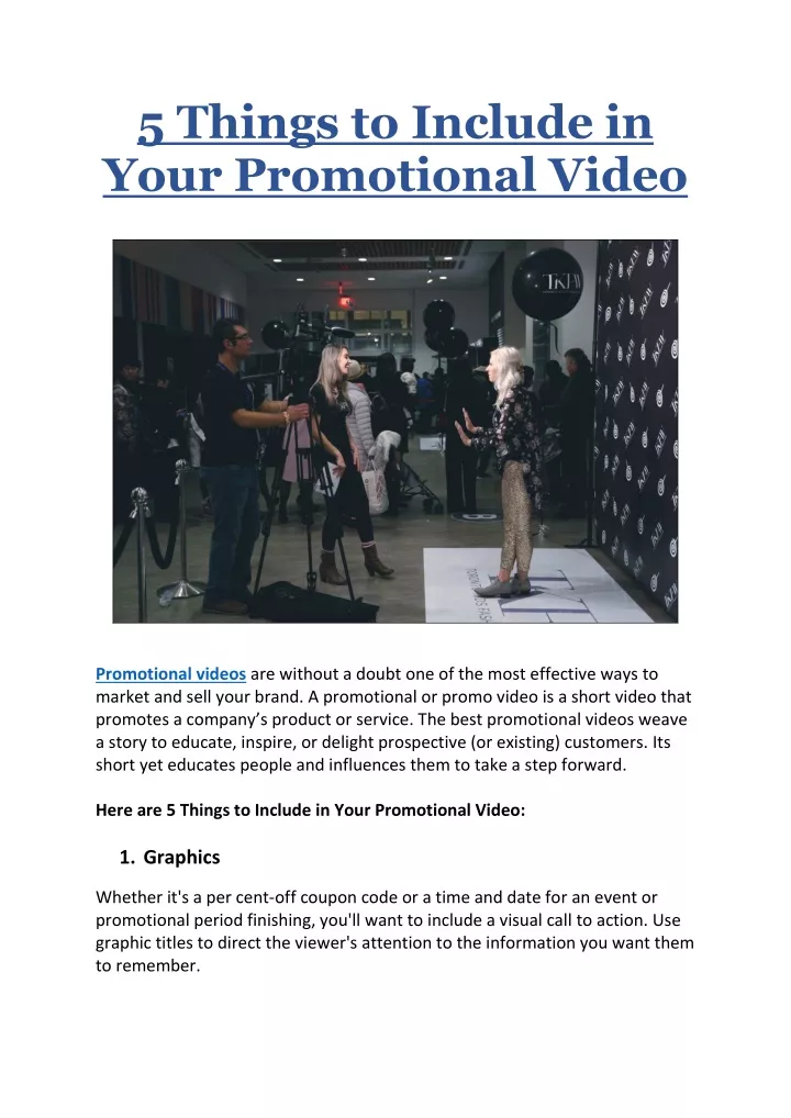 5 things to include in your promotional video