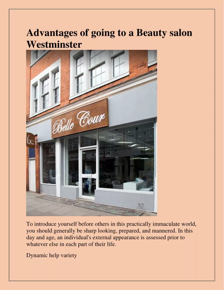 advantages of going to a beauty salon westminster