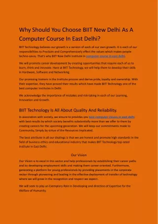 why should you choose biit new delhi