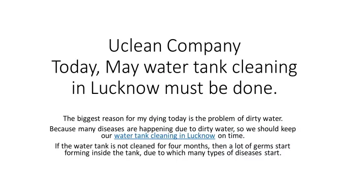 uclean company today may water tank cleaning