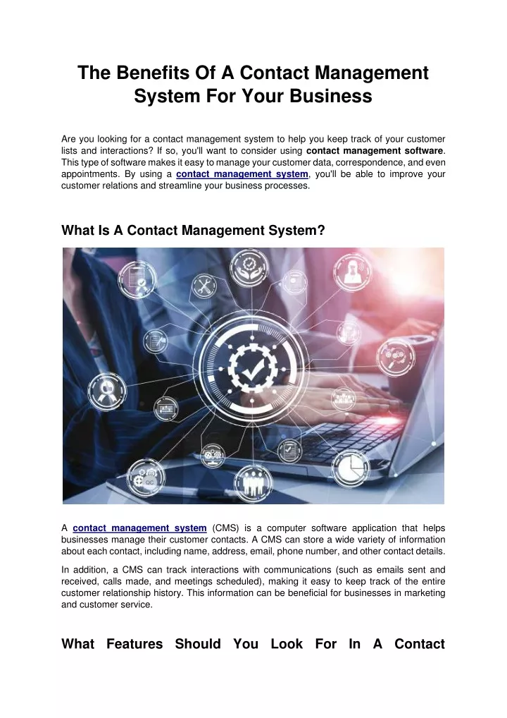 the benefits of a contact management system