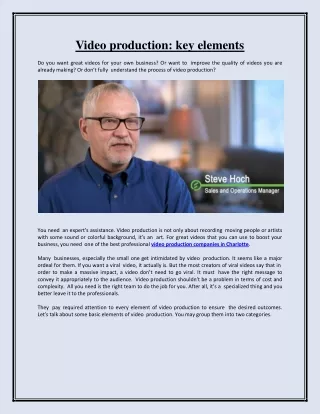 video production key elements