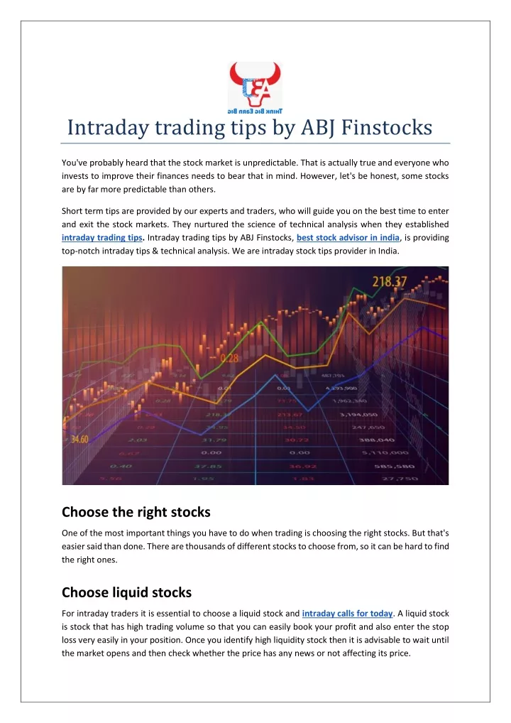intraday trading tips by abj finstocks