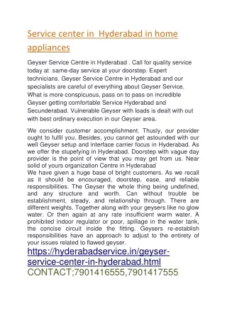 BEST Service center in  Hyderabad in home appliances
