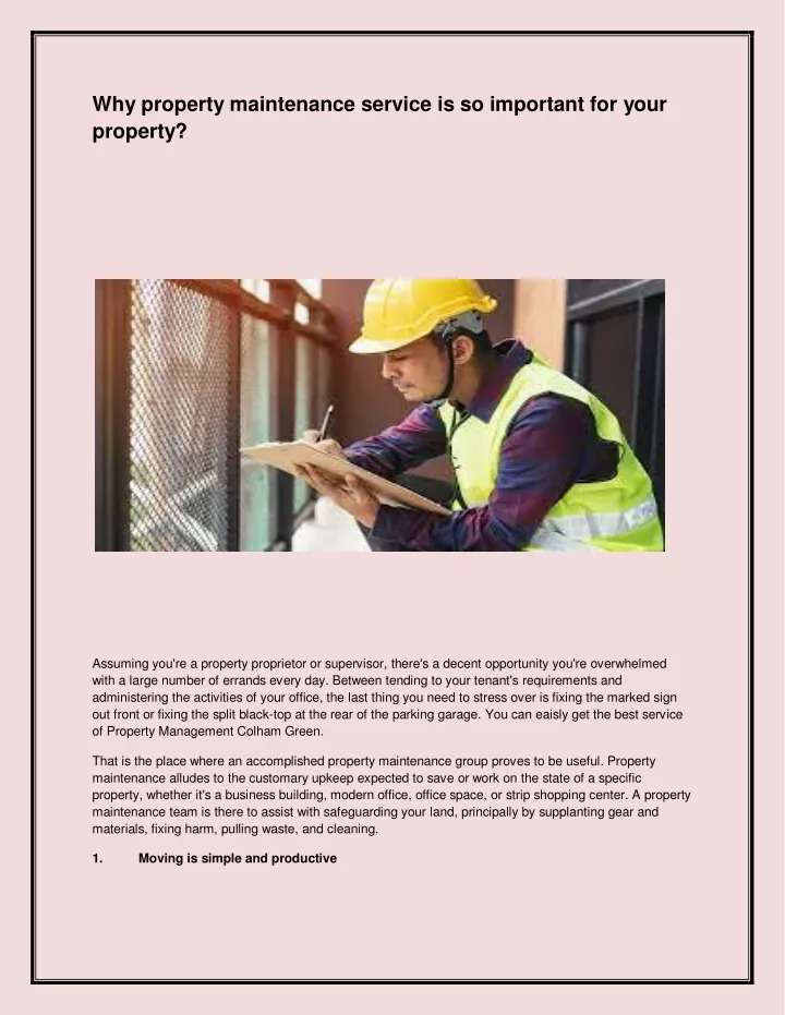 why property maintenance service is so important