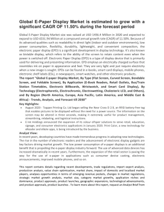 global e paper display market is estimated