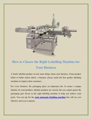 How to Choose the Right Labelling Machine for Your Business