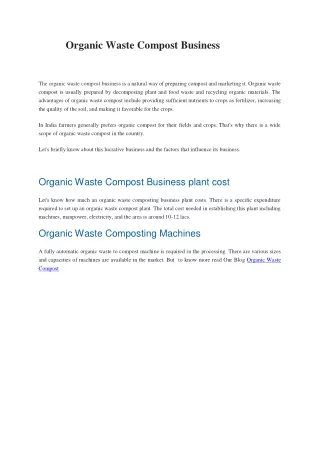 Organic Waste Compost Business word