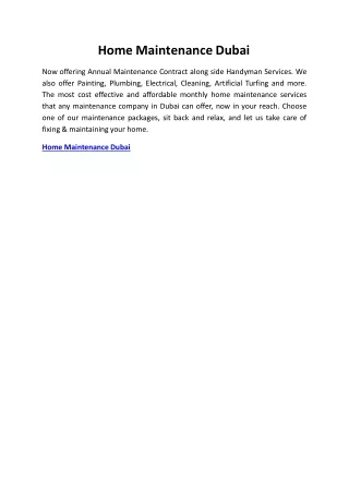 Home Maintenance Dubai
