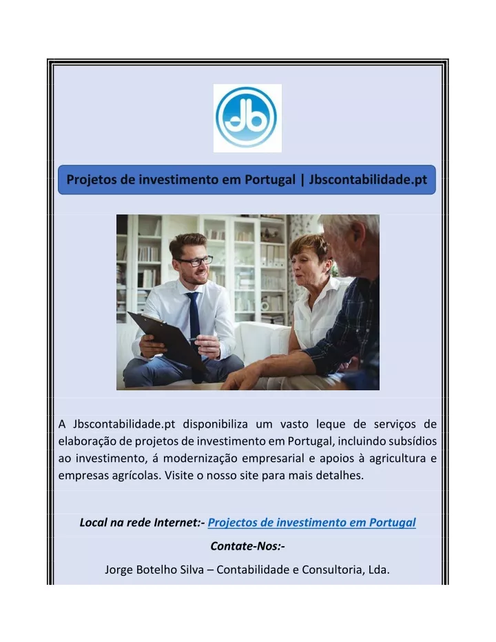 projetos de investimento em portugal