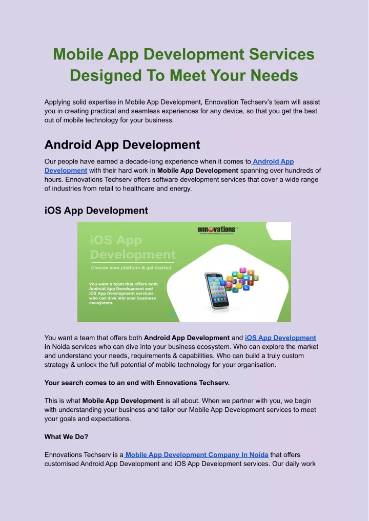 mobile app development services designed to meet