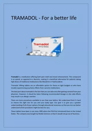 TRAMADOL - For a better life