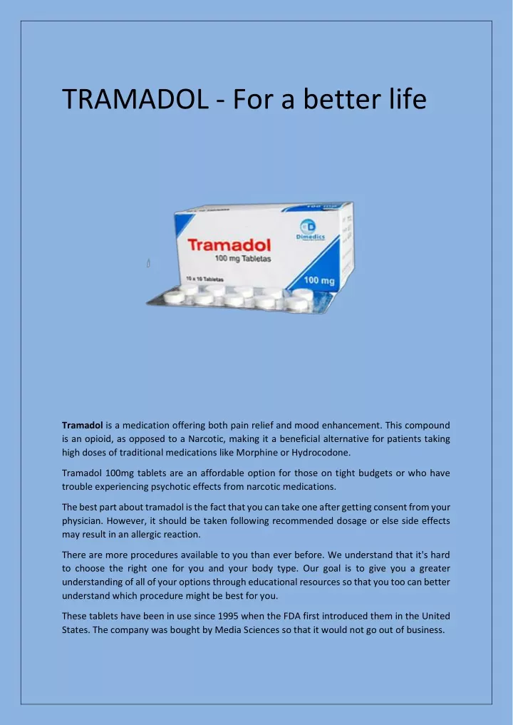 tramadol for a better life