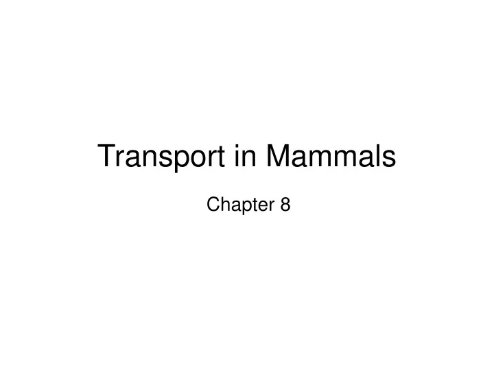 transport in mammals