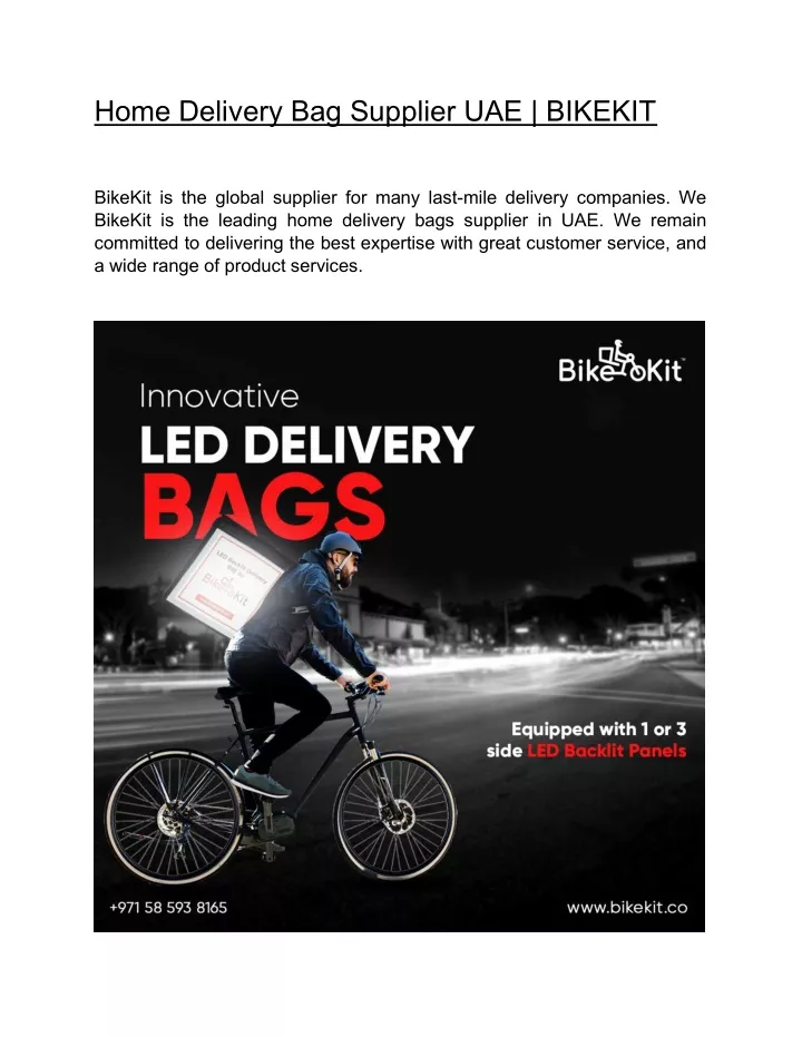 home delivery bag supplier uae bikekit