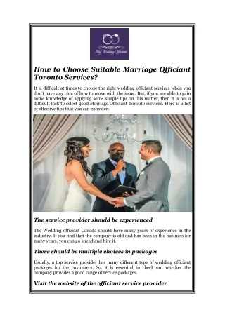 How to Choose Suitable Marriage Officiant Toronto Services
