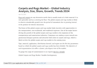 Carpets and Rugs Market - Global Industry Analysis, Size, Share, Growth, Trends,