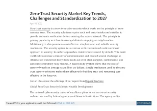 Zero Trust Security Market Sales Size Share Forecast 2027