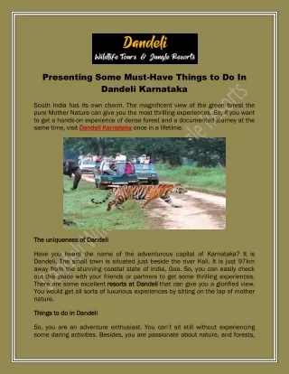 Presenting Some Must-Have Things to Do In Dandeli Karnataka