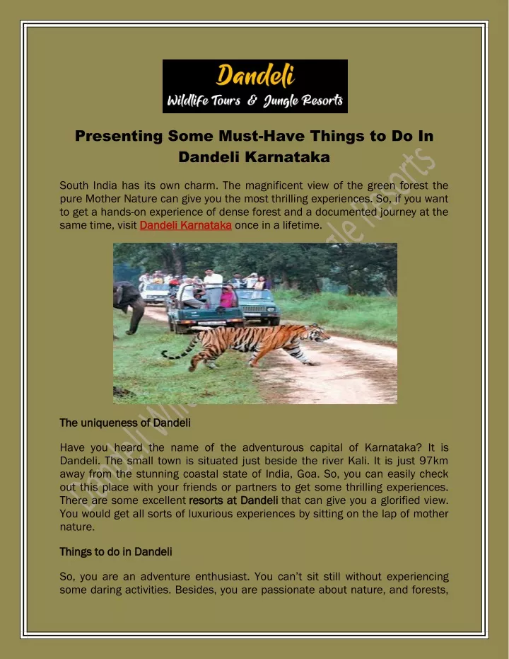 presenting some must have things to do in dandeli