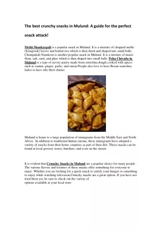 The best crunchy snacks in Mulund