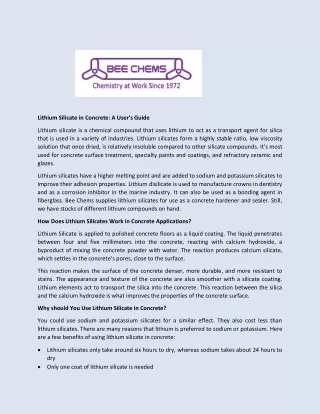lithium silicate in concrete a user s guide