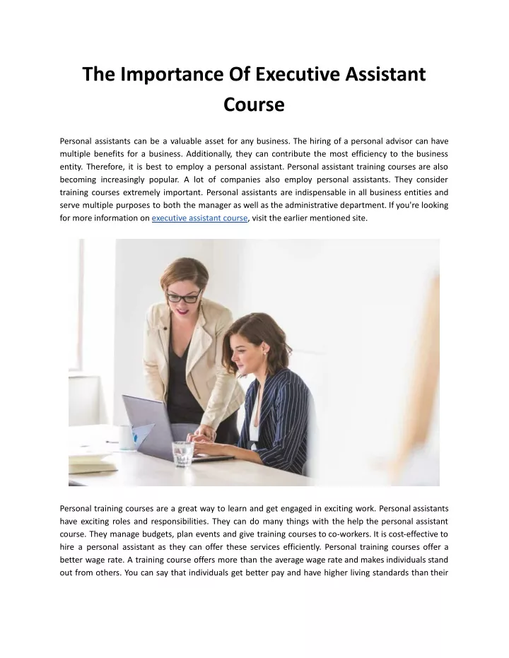 the importance of executive assistant course