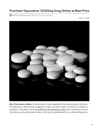Purchase Oxycodone 10325 mg Drug Online at Best Price |  1(949)2293792