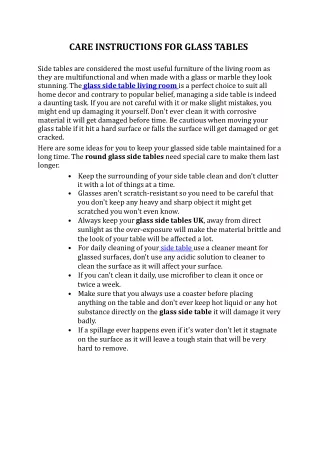 care instructions for glass tables