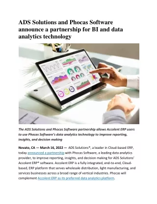 ads solutions and phocas software announce