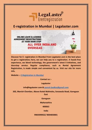 E-registration in Mumbai | Legalaster.com