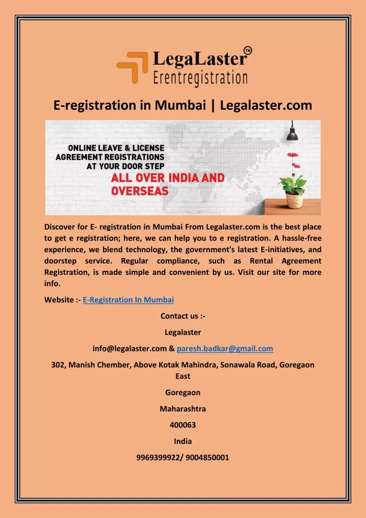 e registration in mumbai legalaster com