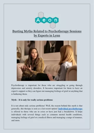 Busting Myths Related to Psychotherapy Sessions by Experts in Lynn