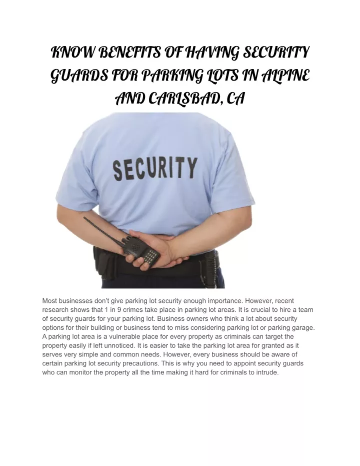 know benefits of having security guards