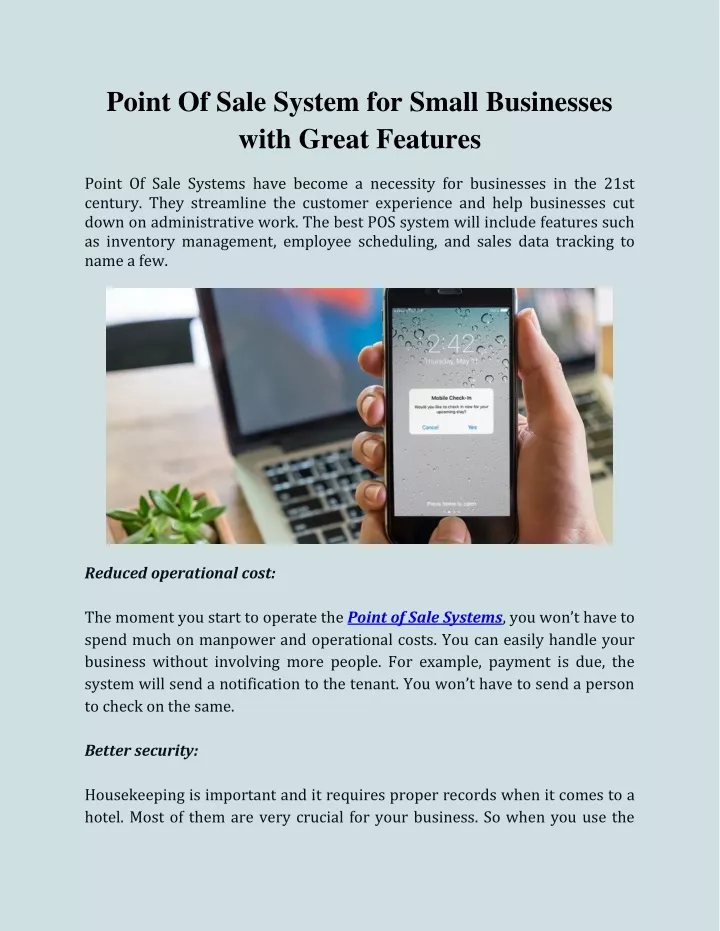 point of sale system for small businesses with