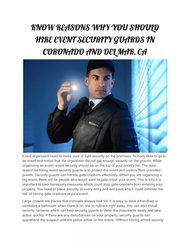 know reasons why you should hire event security