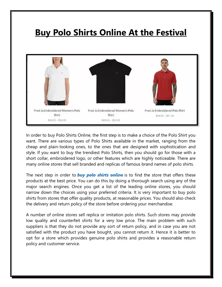 buy polo shirts online at the festival