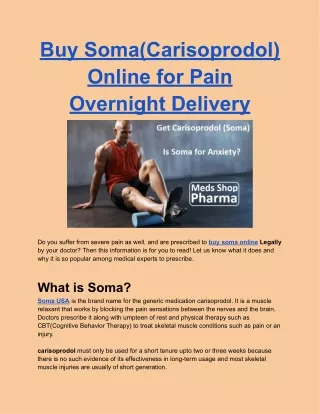 Buy Soma(Carisoprodol) Online for pain without prescription